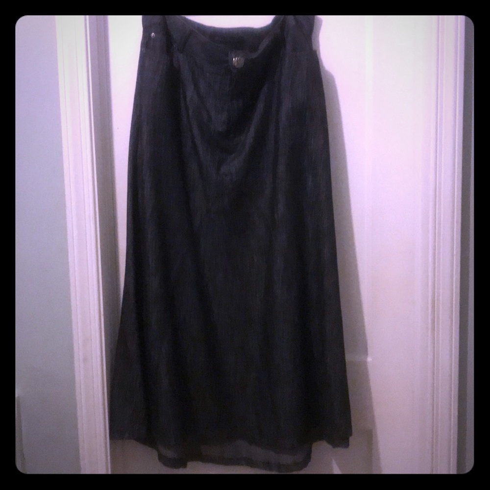Ashley Stewart denim maxi skirt.